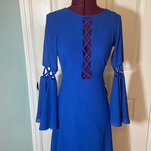 Nwt Lulus Now is the Time Blue Long Bell Sleeve Maxi Dress - Picture 3 of 12